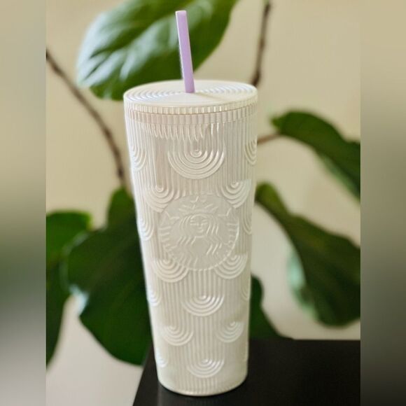 Starbucks 2023 Spring Pearl White 24oz Mermaid Venti Tumbler - Picture 3 of 3